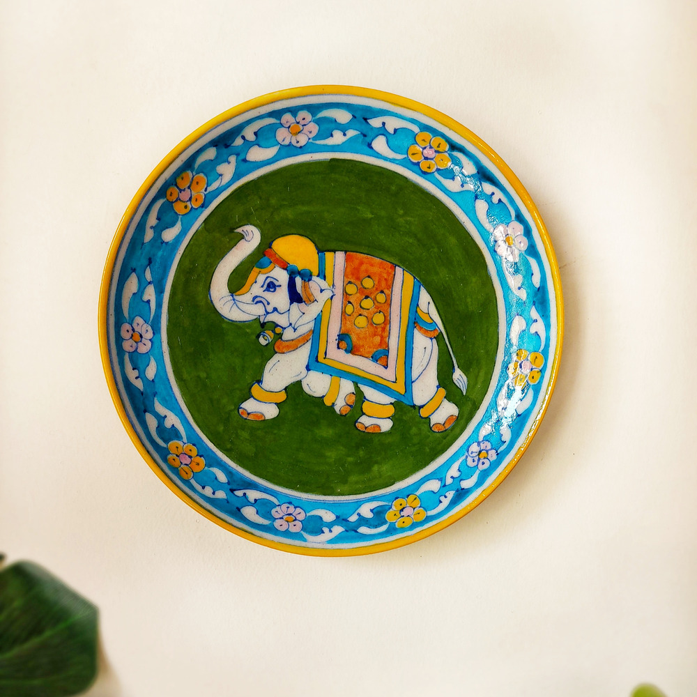 beautiful gajaraj blue pottery wall plate