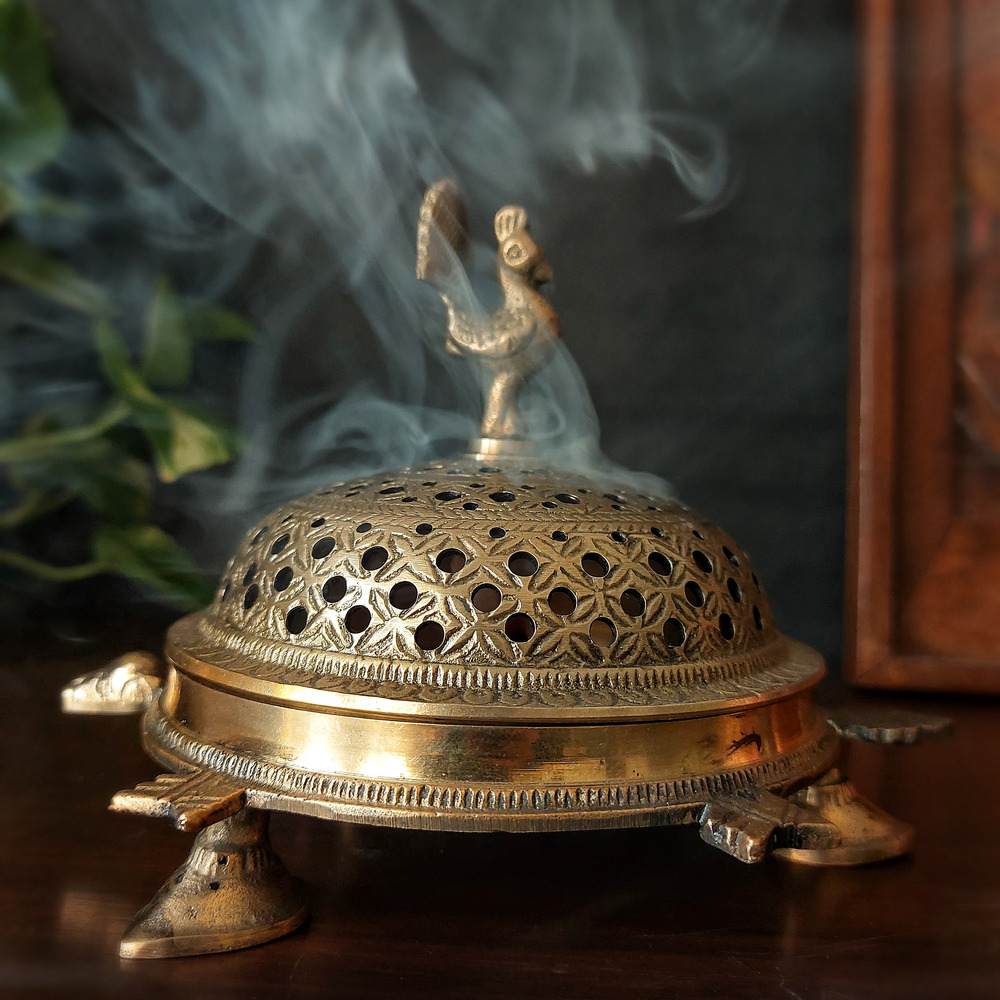 peacock design Brass Incense Burner