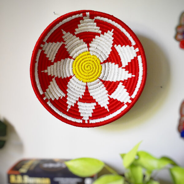 red and white flower sabai grass wall plates
