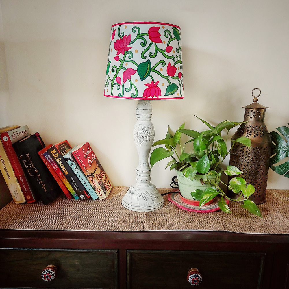 painted pichwai table lamp
