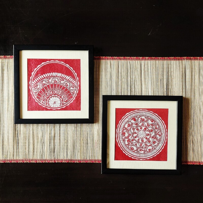 best quality hand-painted alpona frames