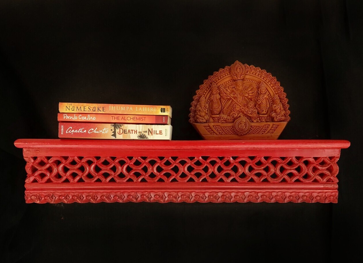 wooden red wall bracket