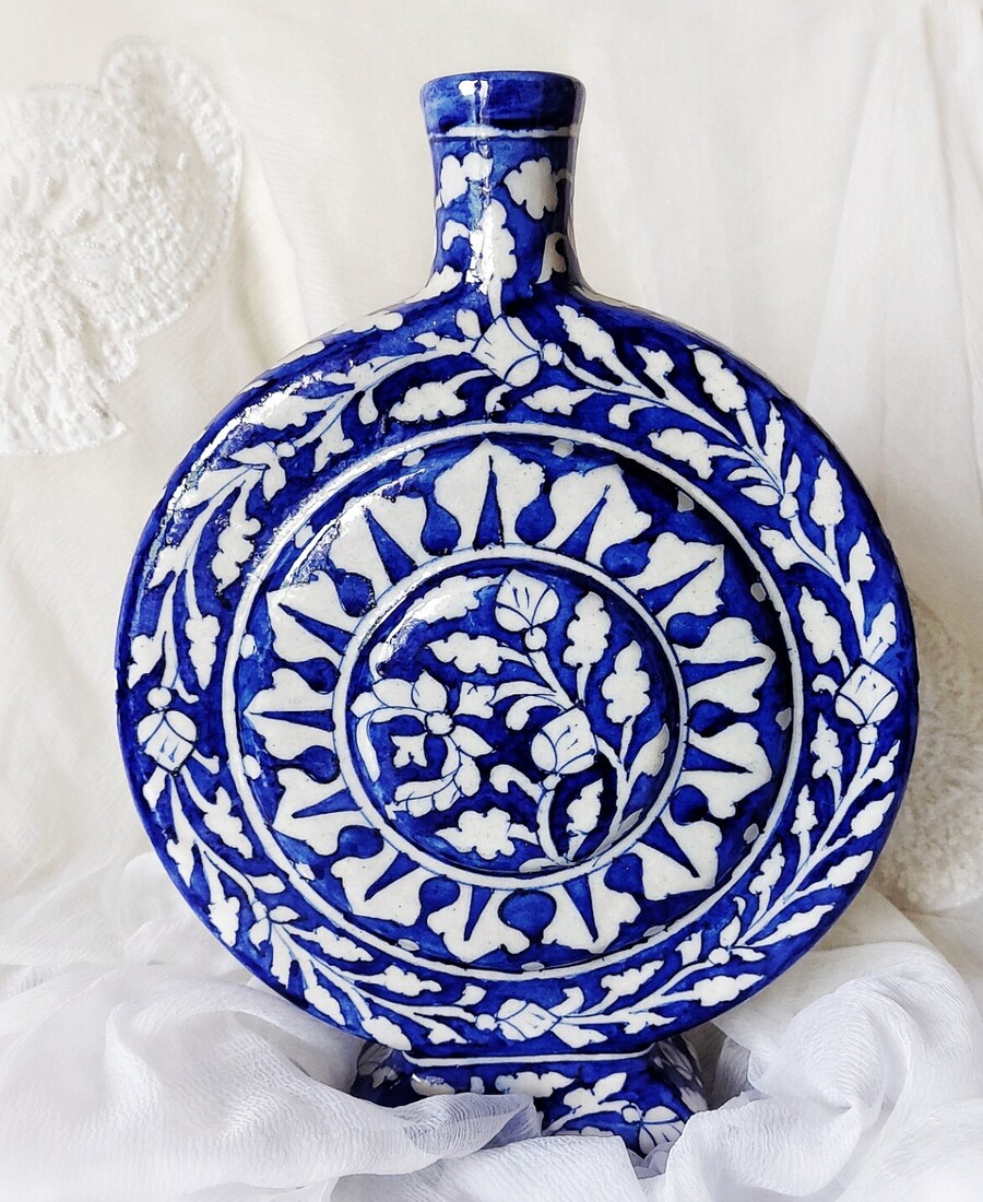 blue pottery vase