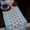 Blue floral printed table runner
